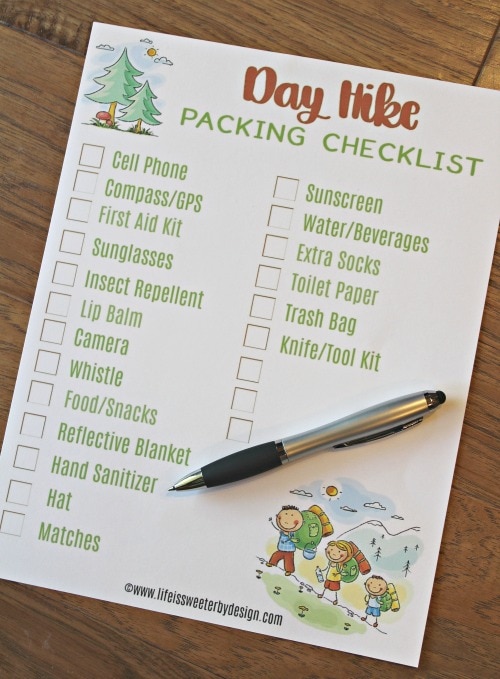 day hiking checklist