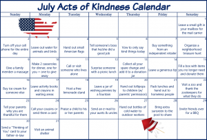 July Acts of Kindness Calendar