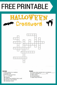 Spooky Halloween Crossword Sheet