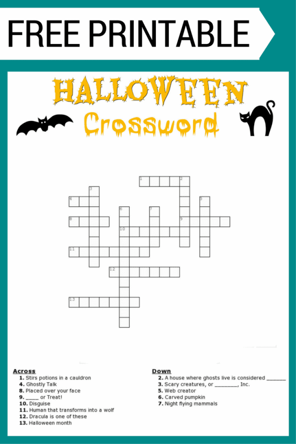 Spooky Halloween Crossword Sheet