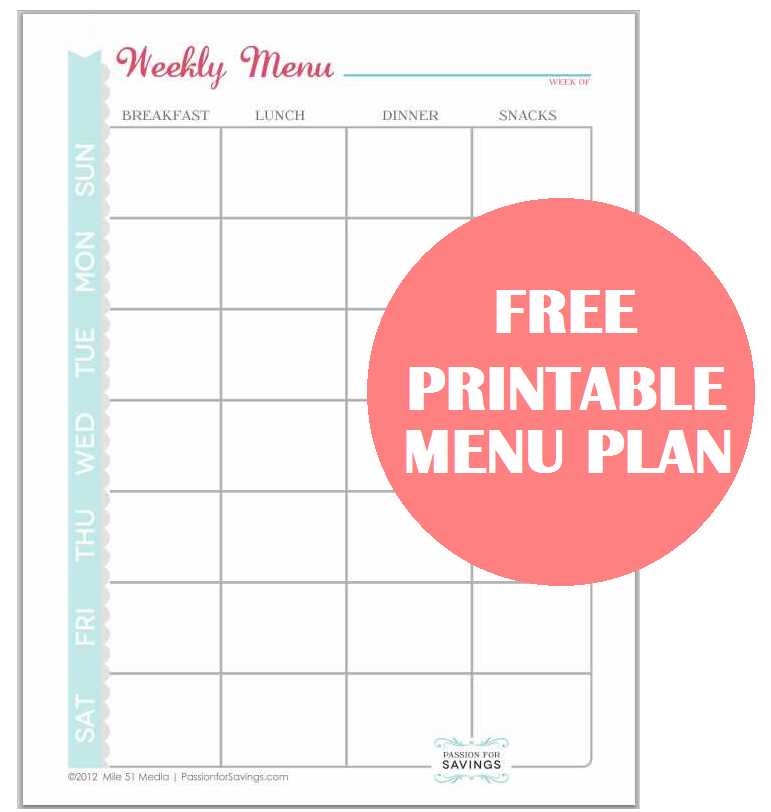 Free Printable Meal Planners - Find a Free Printable