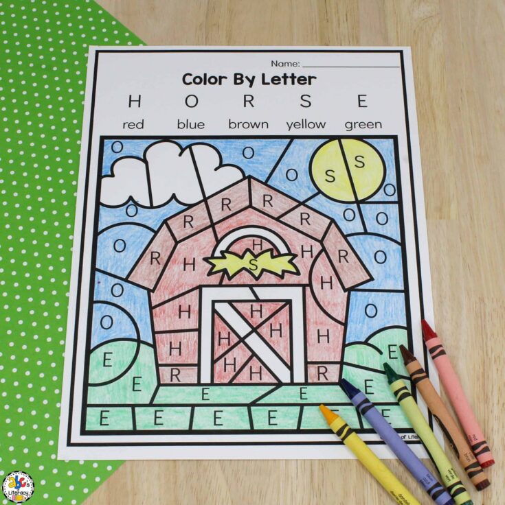 Image for Big Red Barn Color By Letter Worksheet