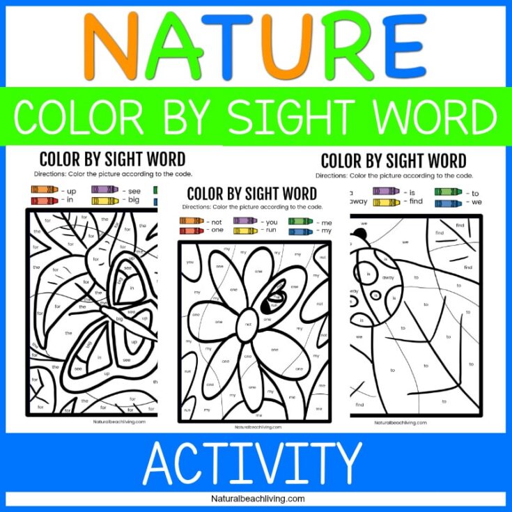 Image for Nature Color By Sight Word Kindergarten Worksheets