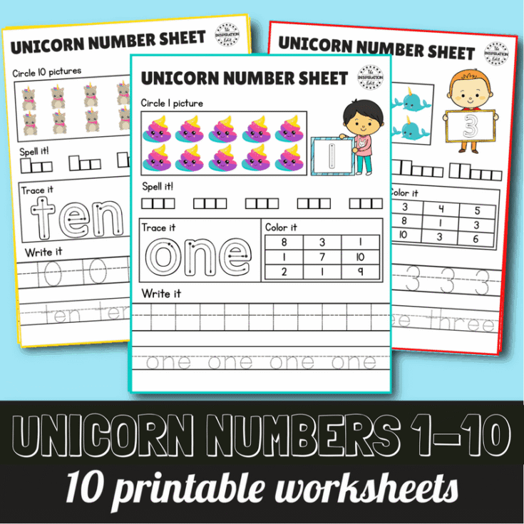 Image for Unicorn Number Count Worksheets