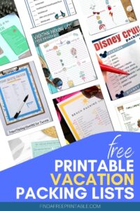 free printable vacation packing lists
