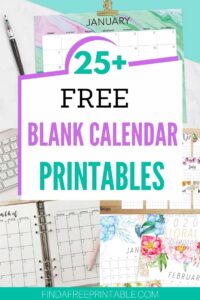 free blank monthly calendar printables