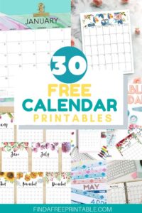 free blank monthly calendar printables