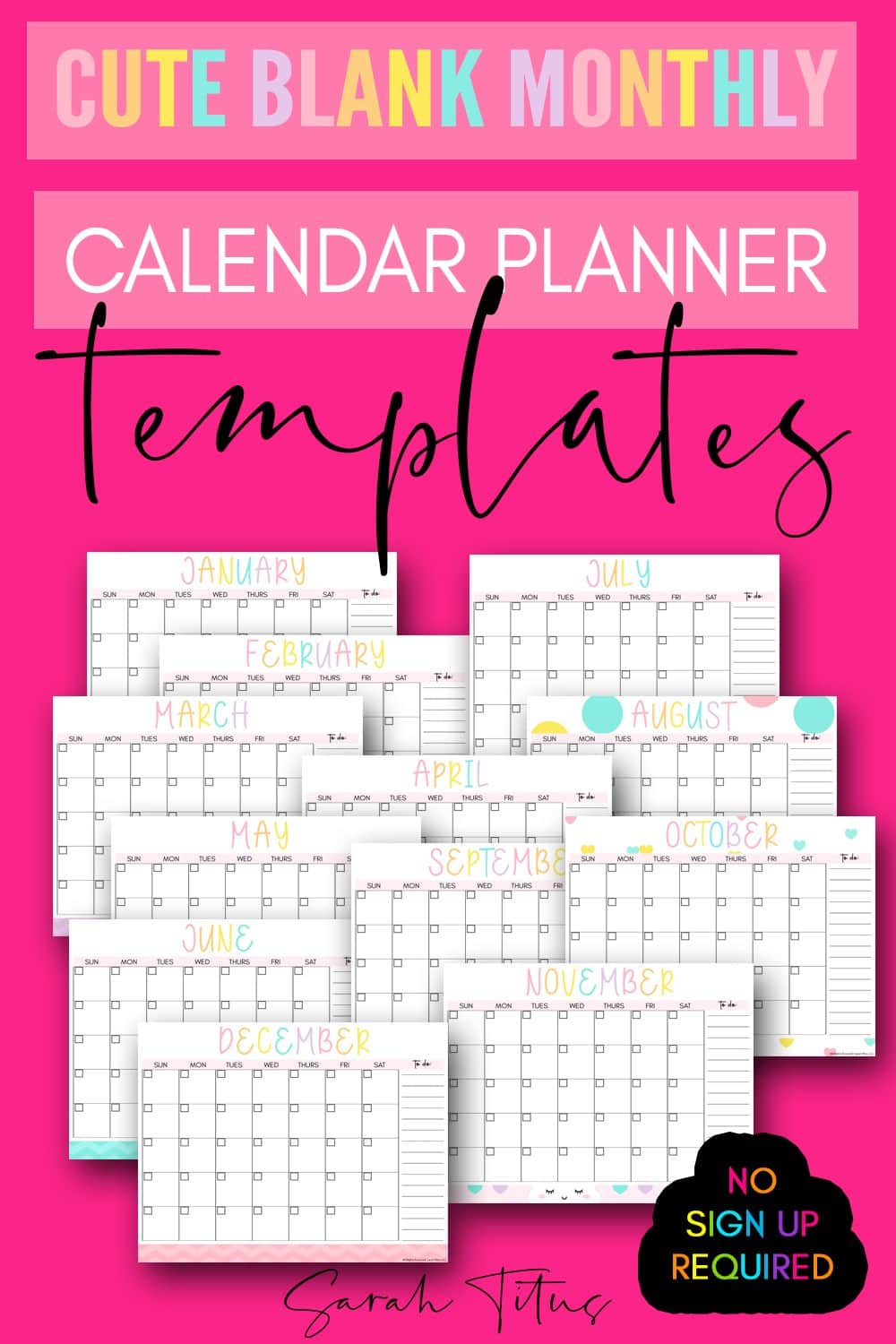Free Cute Printable Monthly Calendar