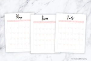 Uncluttered Simplicity calendars