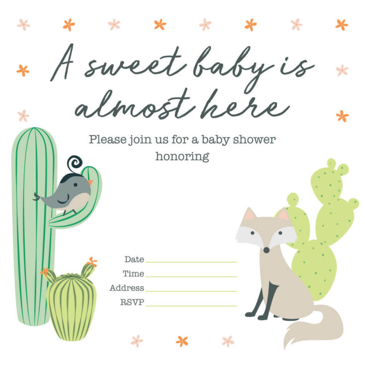 forest animals baby shower invitation
