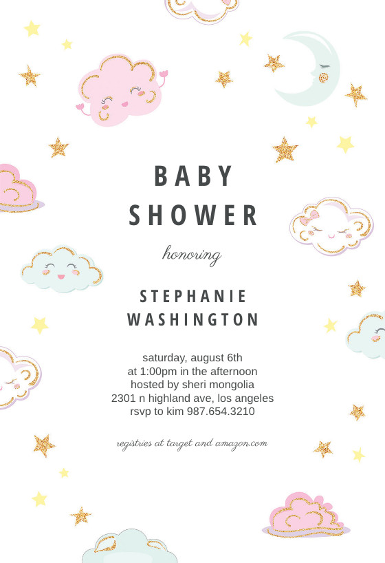 clouds baby shower invitation