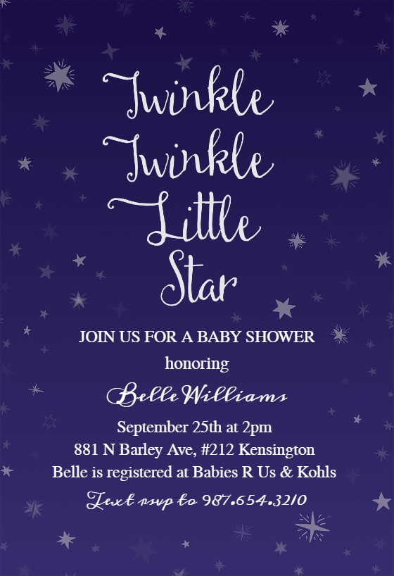twinkle twinkle baby shower invitation