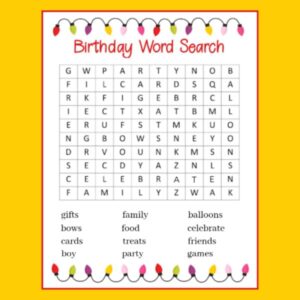 printable birthday word search