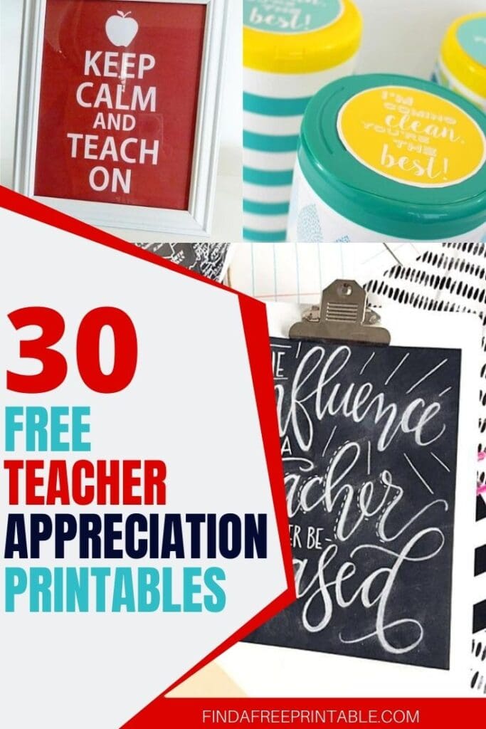 free teacher appreciation printables