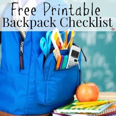 printable school backpack checklist