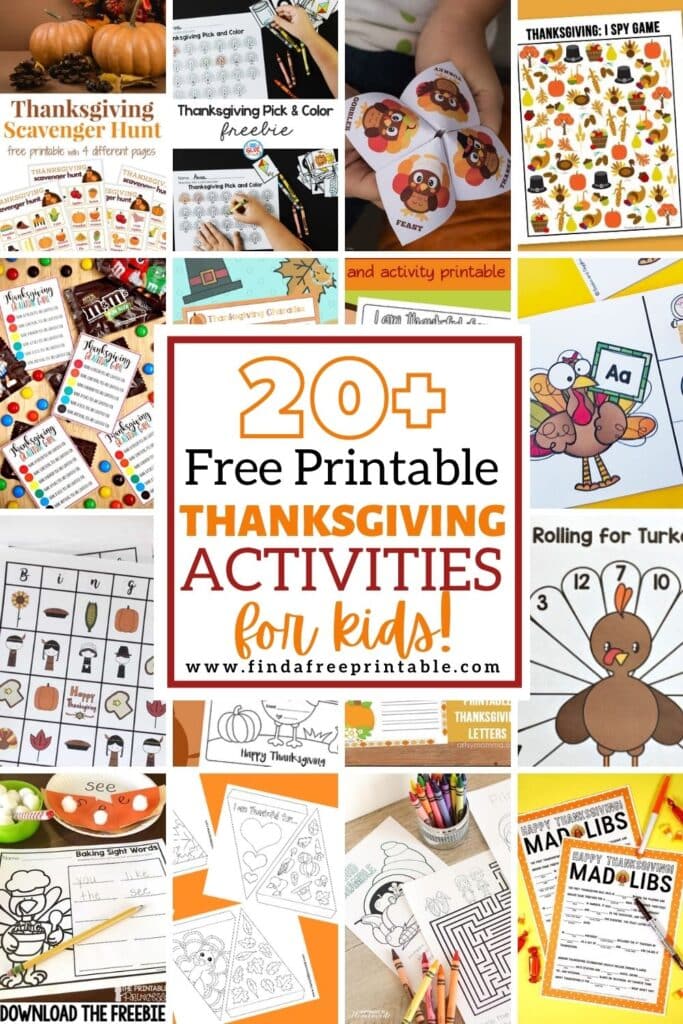 free printable Thanksgiving activities for kids