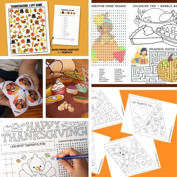 free printable Thanksgiving activities for kids