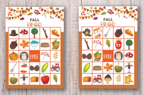 printable fall bingo