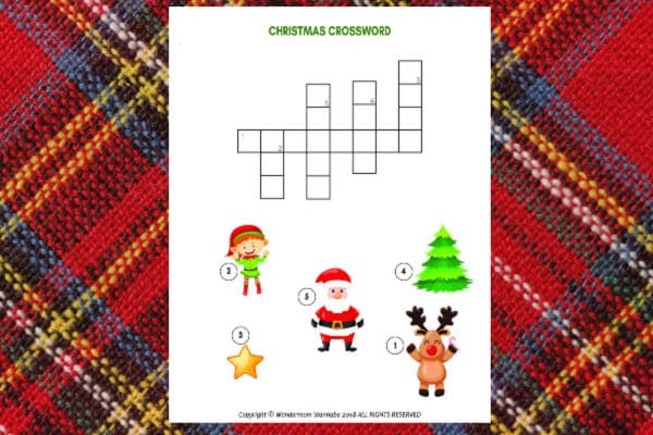 printable Christmas crossword puzzle for kids