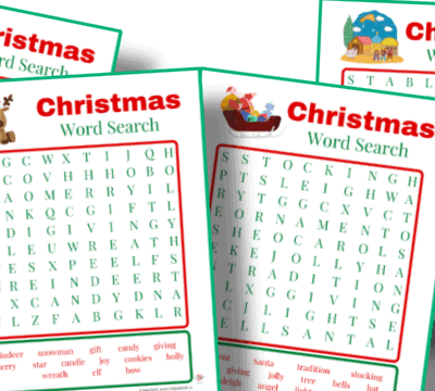 free printable Christmas word search set