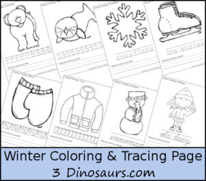 winter coloring and tracing