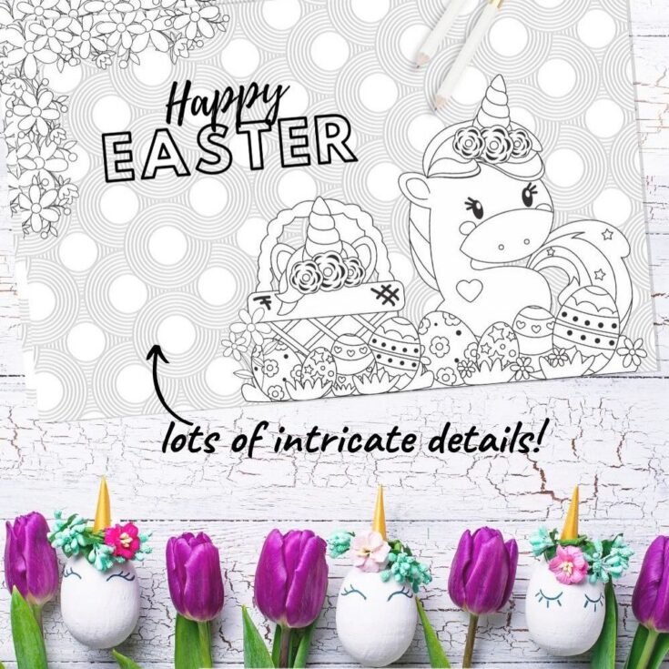 Easter unicorn color sheet