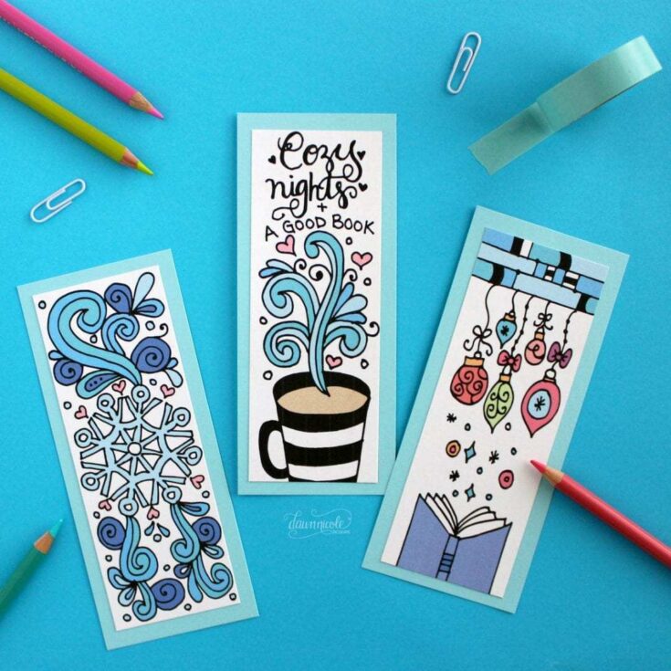 winter coloring bookmarks printable