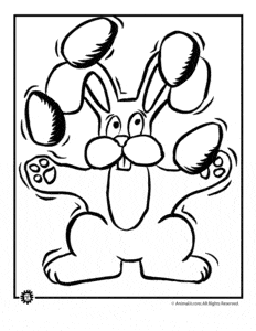 bunny juggling coloring page