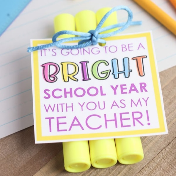 printable highlighter teacher gift tag