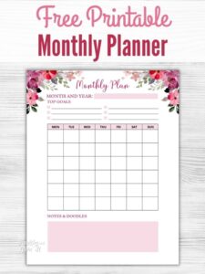 floral monthly planner printable