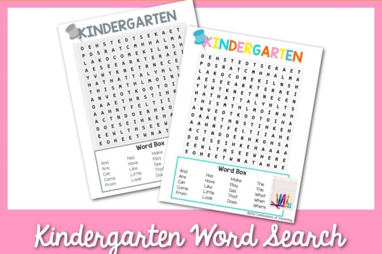 Kindergarten Word Search Printable - Find a Free Printable