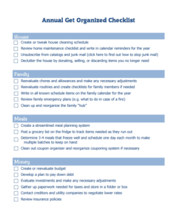 organization checklist