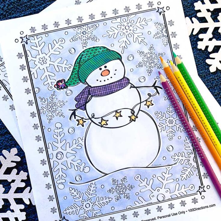 snowman with stars coloring page