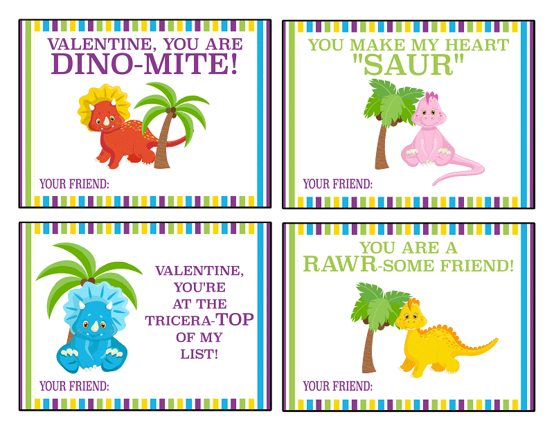Dinosaur valentines day cards