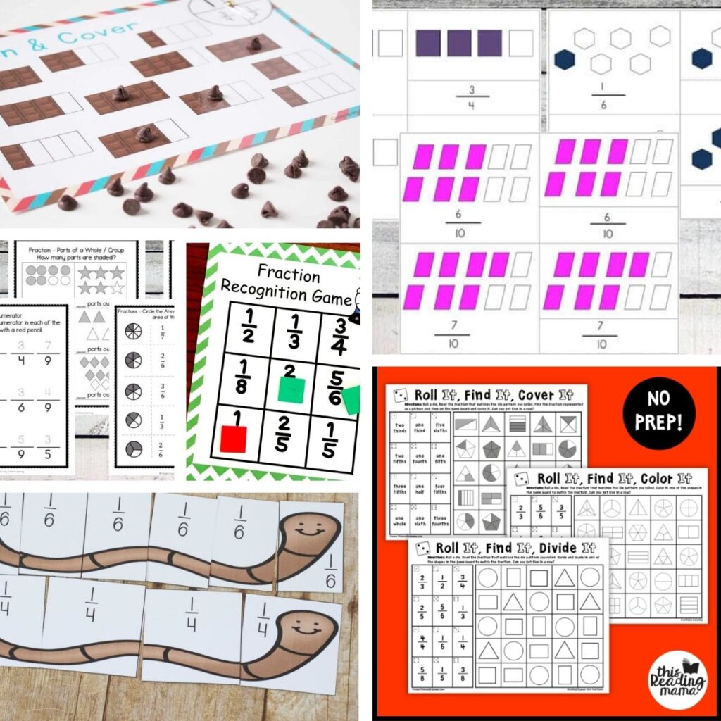 fraction activity sheets for kids