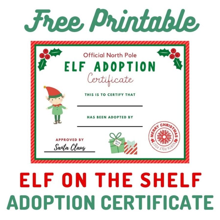 official north pole elf adoption certificate