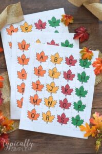 fall leaves with letters