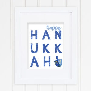 happy hanukkah framed wall art