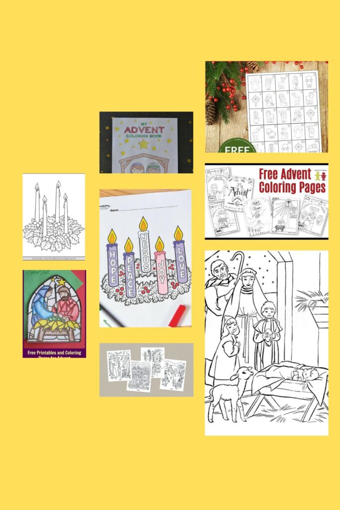 lots of free advent coloring pages