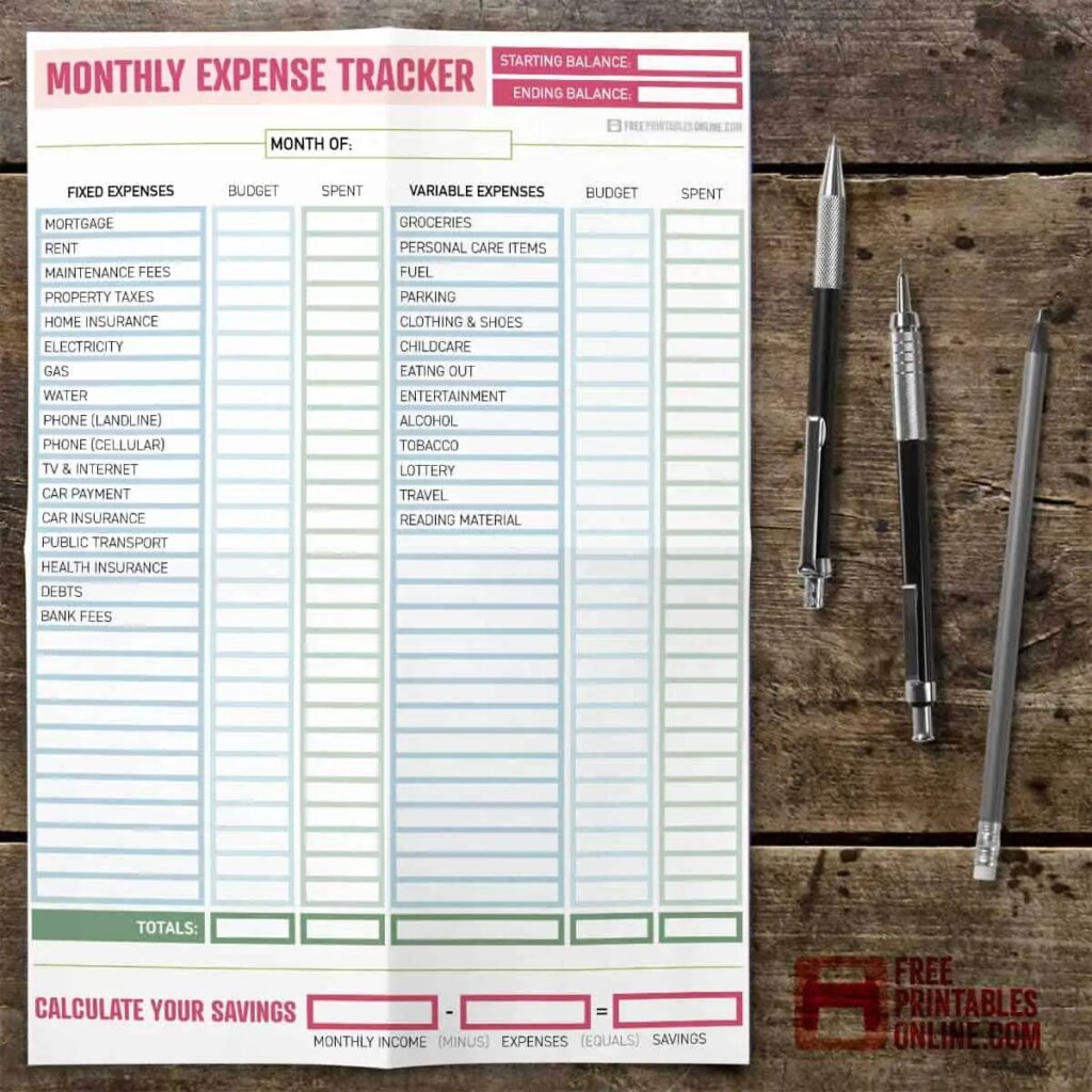 Free Printable Expense Trackers - Find a Free Printable