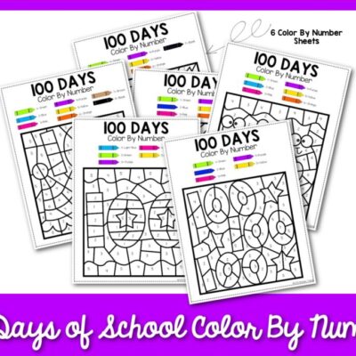 100 days of School color by number sheets