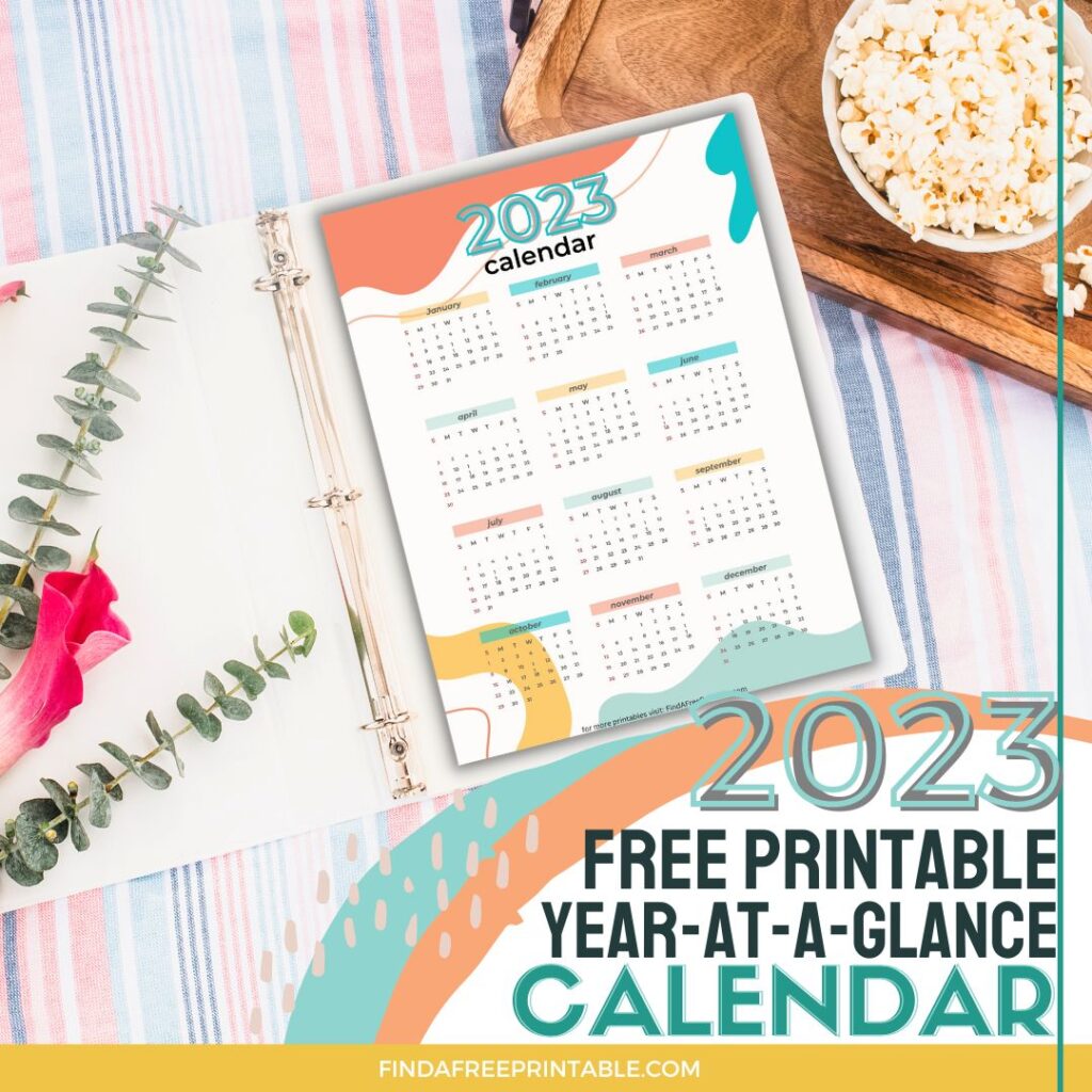 year at a glance calendar free printable