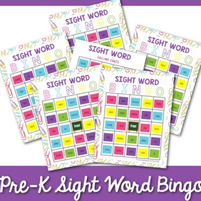 Pre-K Sight Word Bingo