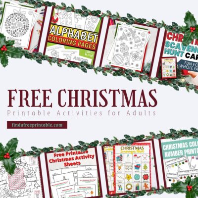 set of the best Christmas printable activity sheets for adults