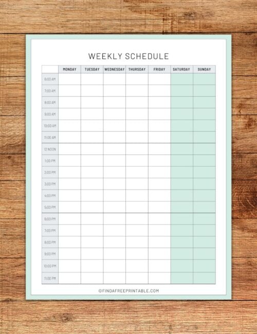 printable daily calendar with time slots