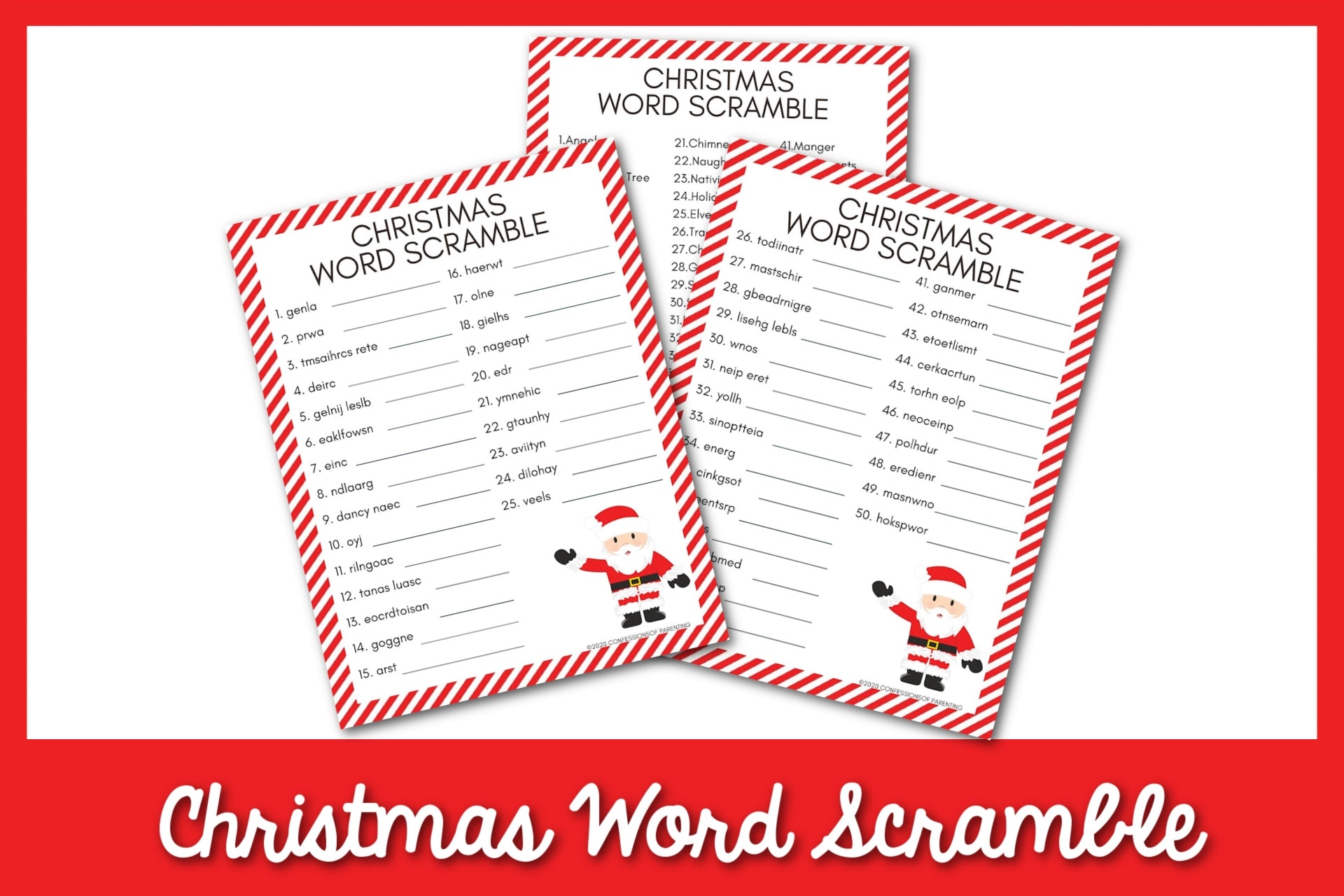 Christmas Word Scramble Game for the Family