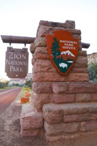 Zion national park sign
