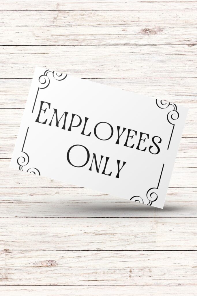 free printable employees only signage