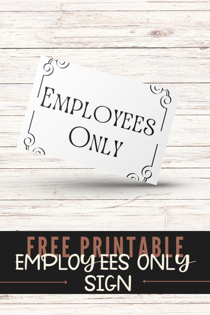 free printable employees only sign