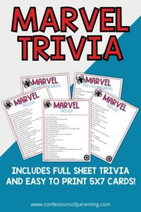 Marvel Trivia Printable